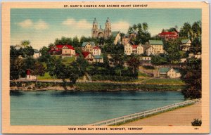 Saint Mary's Church And Sacred Heart Convert Bay Street Newport Vermont Postcard