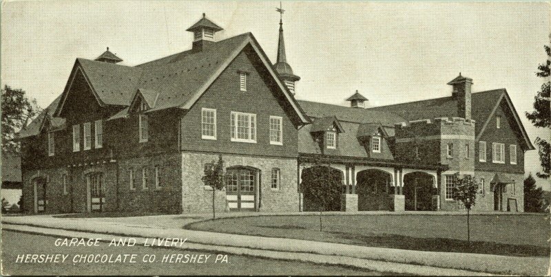 Garage & Livery Hershey Chocolate Co Pennsylvania Candy Bar Postcard