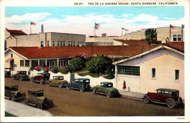 Postcard The De La Guerra House in Santa Barbara, California