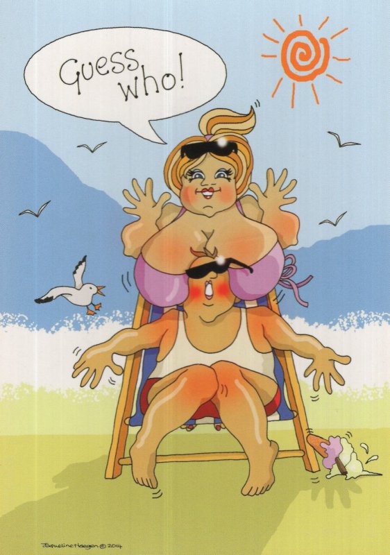 Giant Boobs Face Bump Squashing Face Eastbourne Comic Postcard