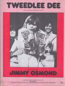 Tweedle Dee Jimmy Osmond 1970s Sheet Music