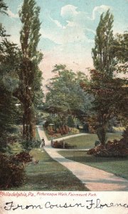 Vintage Postcard 1900's Picturesque Walk Fairmount Park Philadelphia Penn. PA