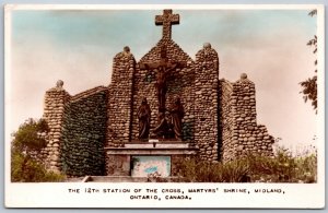 Postcard Color RPPC c1940s Midland ONT 12th Station Of the Cross Martyrs Shrine