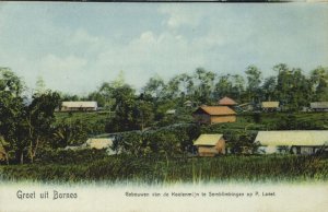 indonesia, BORNEO, Buildings of the Coal Mine at Semblimbingan (1900s) Postcard