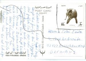 Egypt, Giza Pyramids, Sphinx, used Postcard