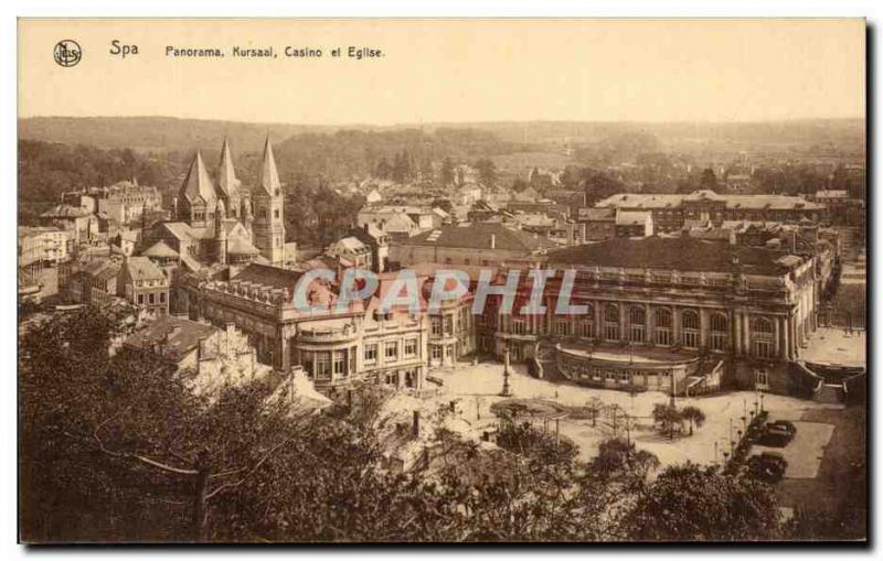 Postcard Old Kursaal Casino & Spa Panorama church