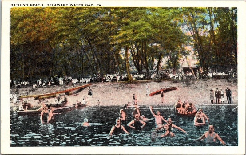 Bathing Beach Delaware Water Gap PA Pennsylvania WB Postcard UNP VTG Unused 