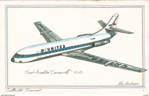 UNITED Sud-Aviation Caravelle VI-R Jet Airplane , 60-70s