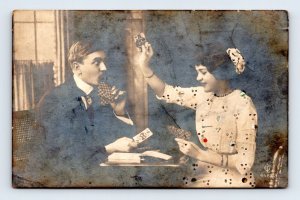 RPPC Advertisement Commercial Electric Supply Co St. Louis Couple Playing Cards