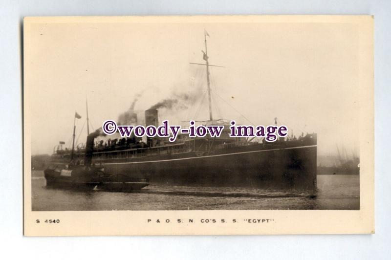 pf0055 - P&O Steam Nav Co Liner - Egypt , built 1897 sunk 1922 - postcard