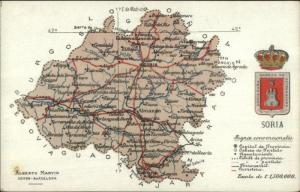 Spain Region Road Map & Heraldic Series c1910 Postcard SORIA