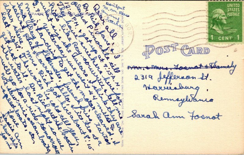 Vtg 1940s 96th Street Basin Sailboat Public Float Stone Harbor NJ Linen Postcard