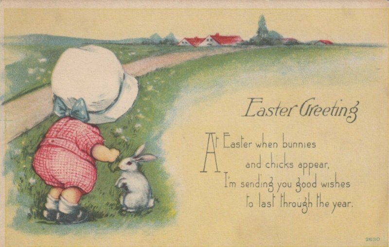 EASTER , Bonnet Girl & rabbit