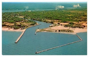Postcard AERIAL VIEW SCENE Manistee Michigan MI AT3618