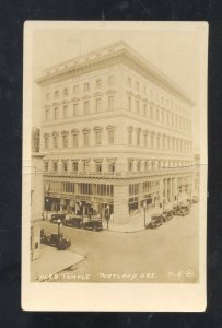 RPPC PORTLAND OREGON DOWNTOWN STREET SCENE ELKS LODGE REAL PHOTO POSTCARD