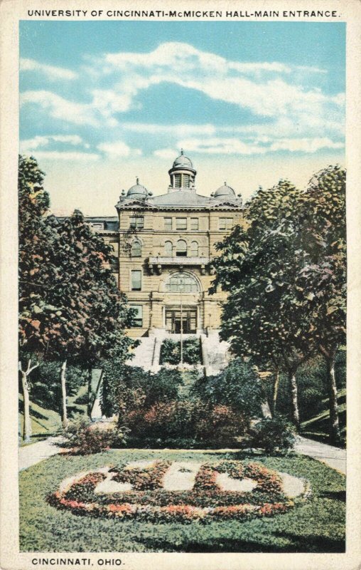 Postcard University of Cincinnati McMicken Hall Main Entrance Ohio