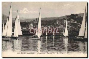 Postcard Old Boat Sailboat Evian les Bains Lake view The regattas