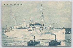 Transportation~MS Gripsholm Sweden America Line B&W Card~Vintage Postcard