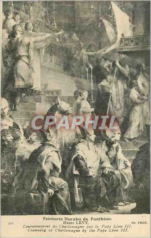 Old Postcard Murals Pantheon Henri Kevy Coronation of Charlemagne by Pope Leo...