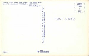 Plymouth Michigan MI Classic 1960s Cars Street Scene Vintage Postcard