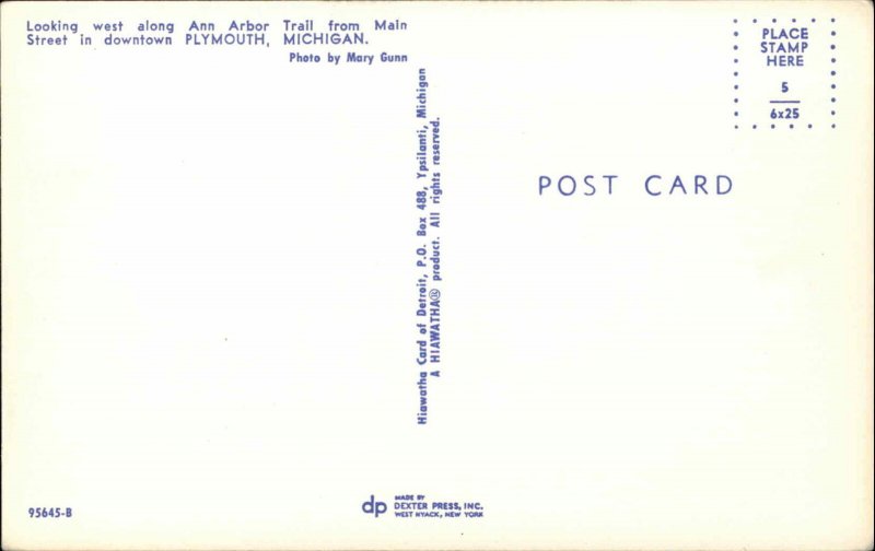 Plymouth Michigan MI Classic 1960s Cars Street Scene Vintage Postcard