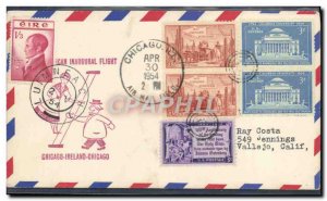 1st flight Letter USA Chicago Chicago Ireland April 30, 1954 Round trip