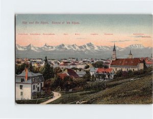 Postcard Biel und die Alpen, Switzerland