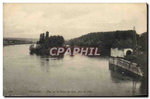 Old Vernon Postcard View On The Seine downstream fallen bridge