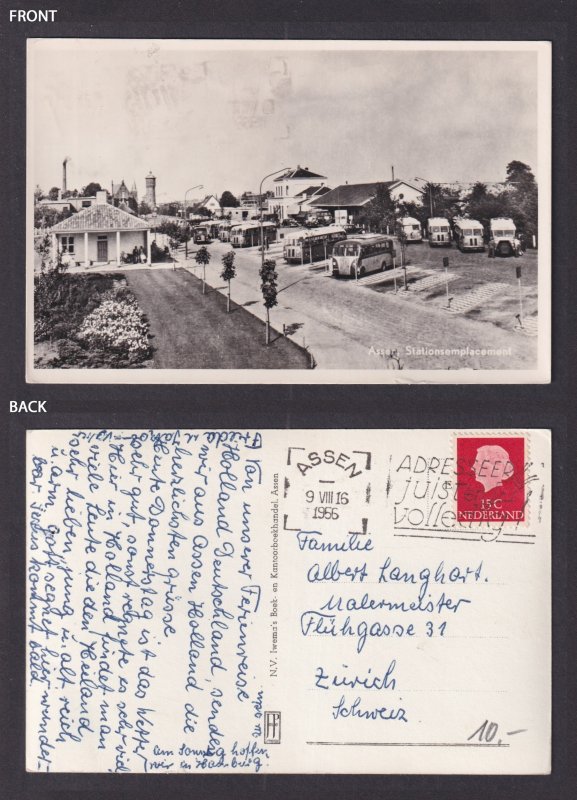 Vintage Postcard Netherlands Assen Stationsemplacement Station