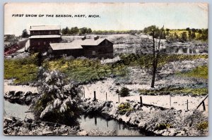 K50/ Hart Michigan Postcard c1910 First Snow of Season Bearn Home 330
