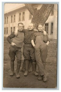 Vintage Early 1900's RPPC WW1 Soldier with friends French UNPOSTED