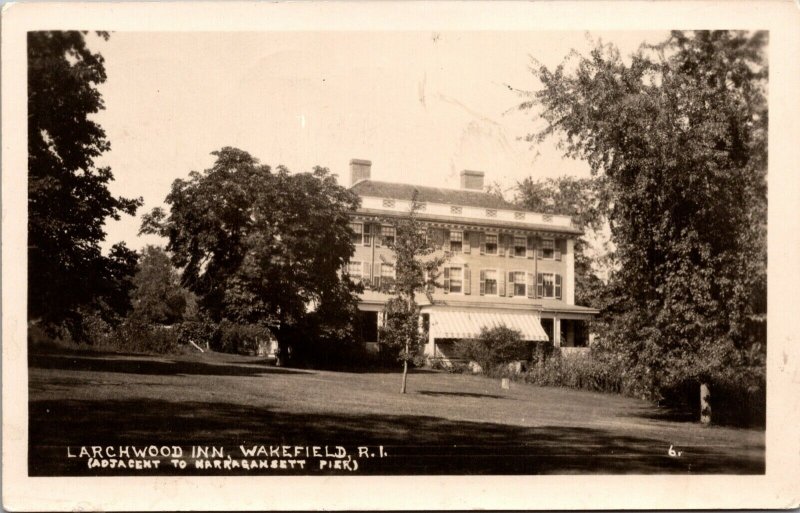Real Photo Postcard Larchwood Inn in Wakefield, Rhode Island~557