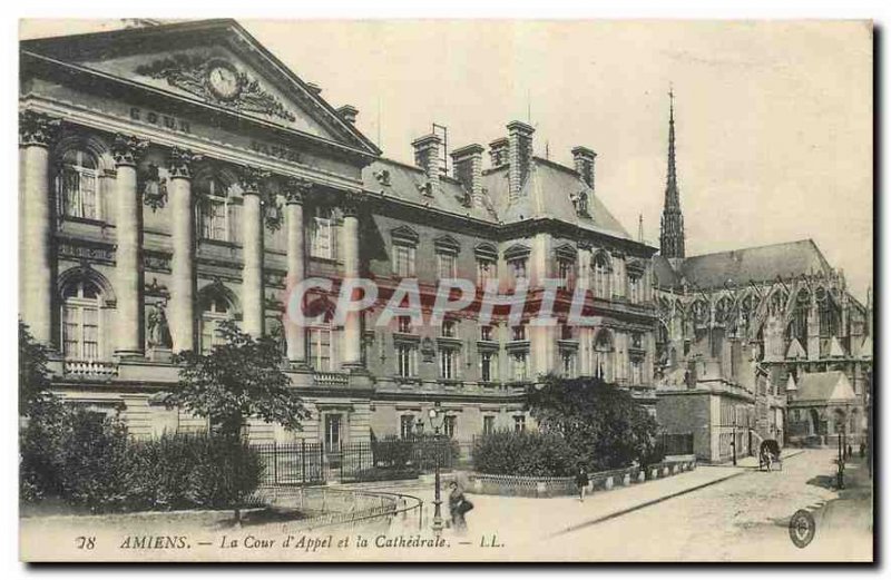 Old Postcard Amiens Court of Appeal and the Cathedral