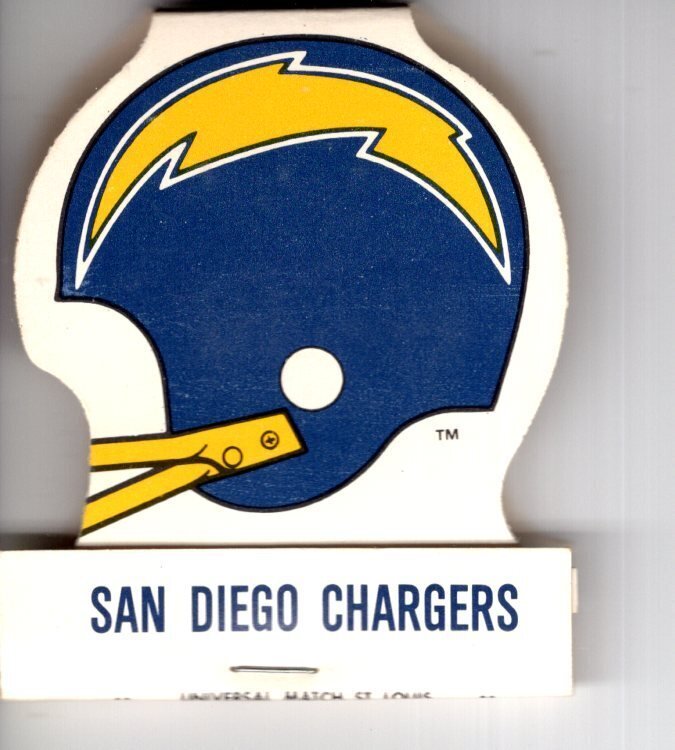 Vintage Matchbook, San Diego Chargers, Football Helmet, Logo, NFL, 1982  Schedule