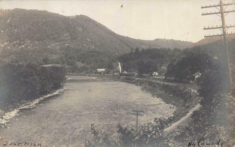 RPPC TRAIN DEPOT RAILROAD ZOAR MASSACHUSETTS CANEDY REAL PHOTO POSTCARD 1908