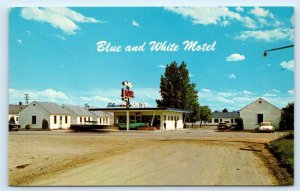 KALISPELL, MT Montana ~ Roadside BLUE & WHITE MOTEL c1950s Cars Postcard