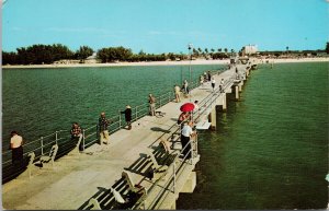 Clearwater Beach FL Big Pier 60 Fishing Fishermen Unused Vintage Postcard G57