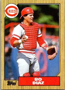 1987 Topps Baseball Card Bo Diaz Cincinnati Reds sk3296