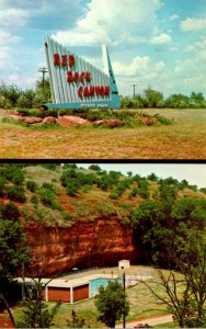 Oklahoma Red Rock Canyon State Park Welcome Sign and Swimming Pool