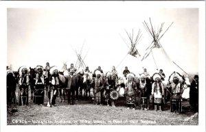 RPPC Native Americans WESTERN INDIANS Tribal Dress/Teepees  ca1940's Postcard