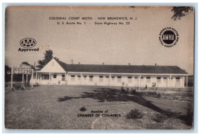 1973 Colonial Court Motel New Brunswick NJ Sandown NH Vintage Postcard