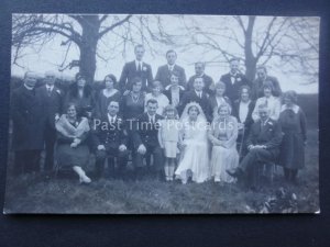 Wedding Group Portrait BRIDE & GROOM Old RP Postcard by Edith Driver of Ipswich