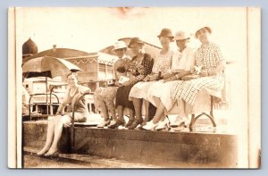 J95/ Great Salt Lake Utah RPPC Postcard c1910 Salt Air Beach Women 77