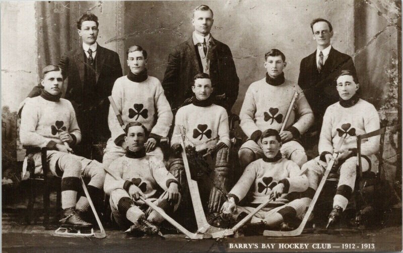 Barry's Bay Hockey Club 1912-13 Team Ontario ON RPPC Canadian Co Postcard G38