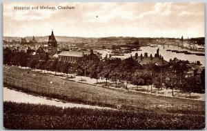 Hospital and Midway Chatham England Panorama Field Houses Lake Postcard