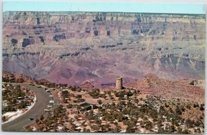 Grand Canyon, AZ -Aerial view of the Watchtower at Desert View