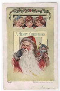 Santa Children in Transom Window 1907 postcard