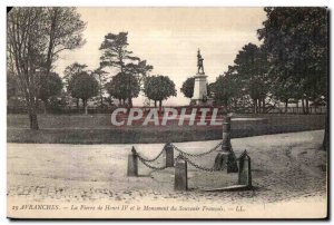 Old Postcard Avranches Stone of Henry IV and the Monument of Remembrance French
