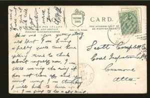 Postmark 1912 Canmore Alta Canada Lover's Ring's & Moon Color Postcard