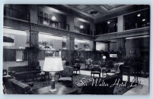 Raleigh North Carolina Postcard Salt Water Hotel Lobby Robert Meyer Hotel c1940